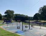 A photo of the play area at Portishead Lake Grounds taken in July 2022.