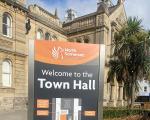 Sign outside the Town Hall, Weston