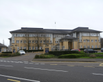 Outside the front of the Castlewood office building in Clevedon, North Somerset