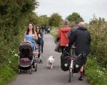 People on the new Pier to Pier Way cycle path