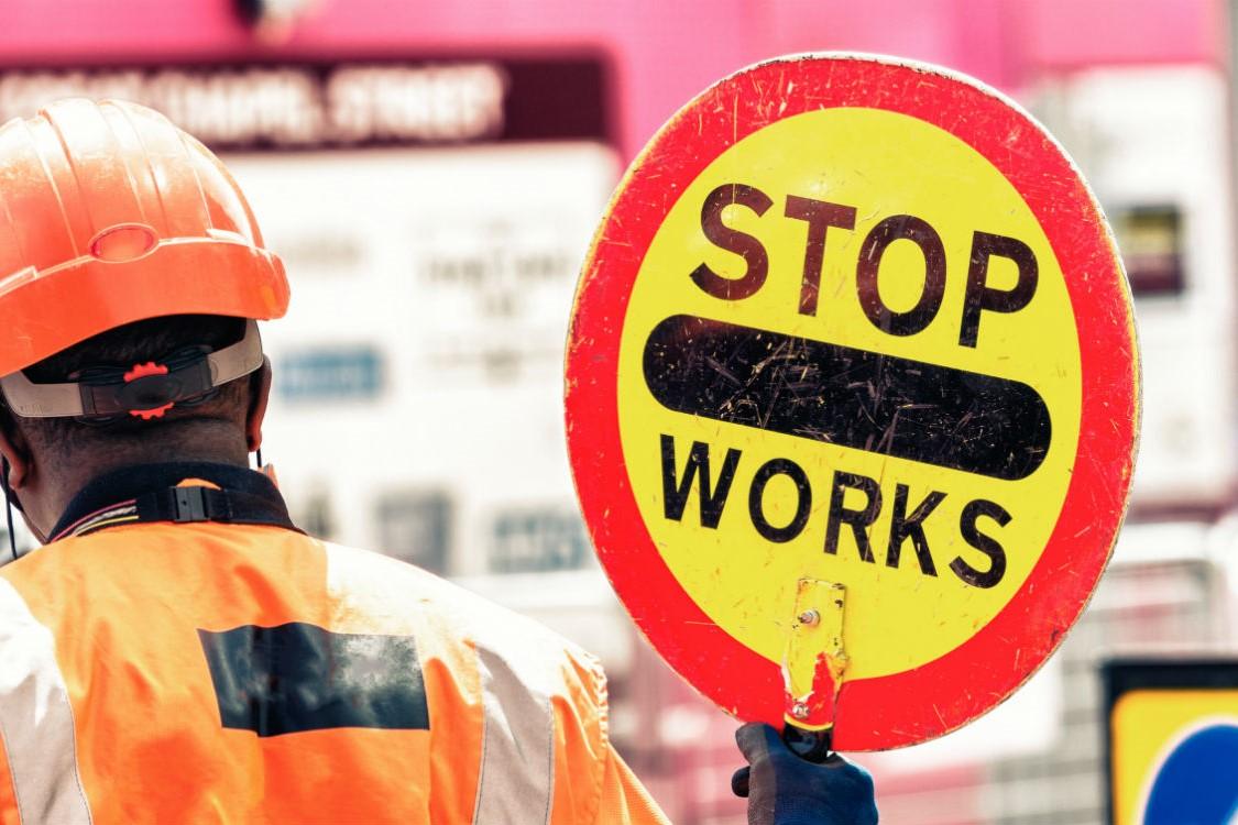 roadworks stop sign