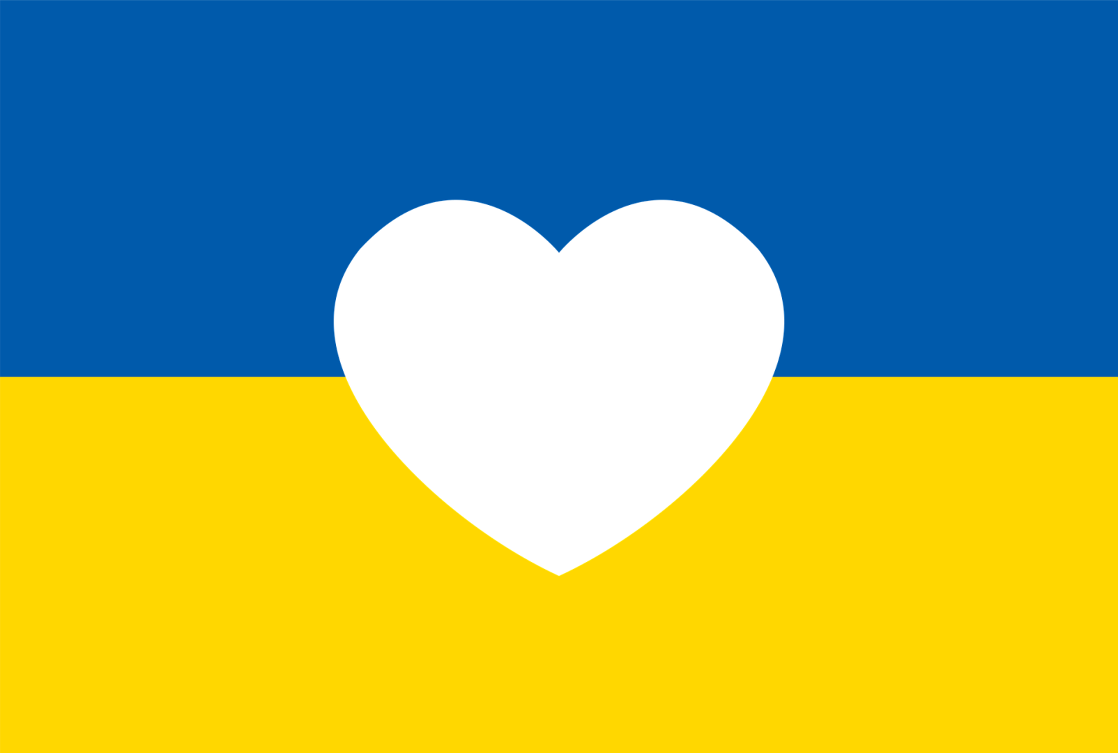 Ukrainian flag with white heart in the centre