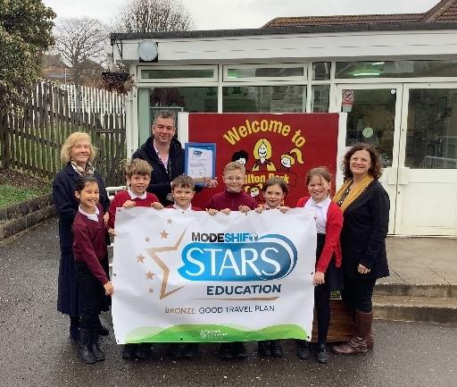 Children celebrating at Milton Park school