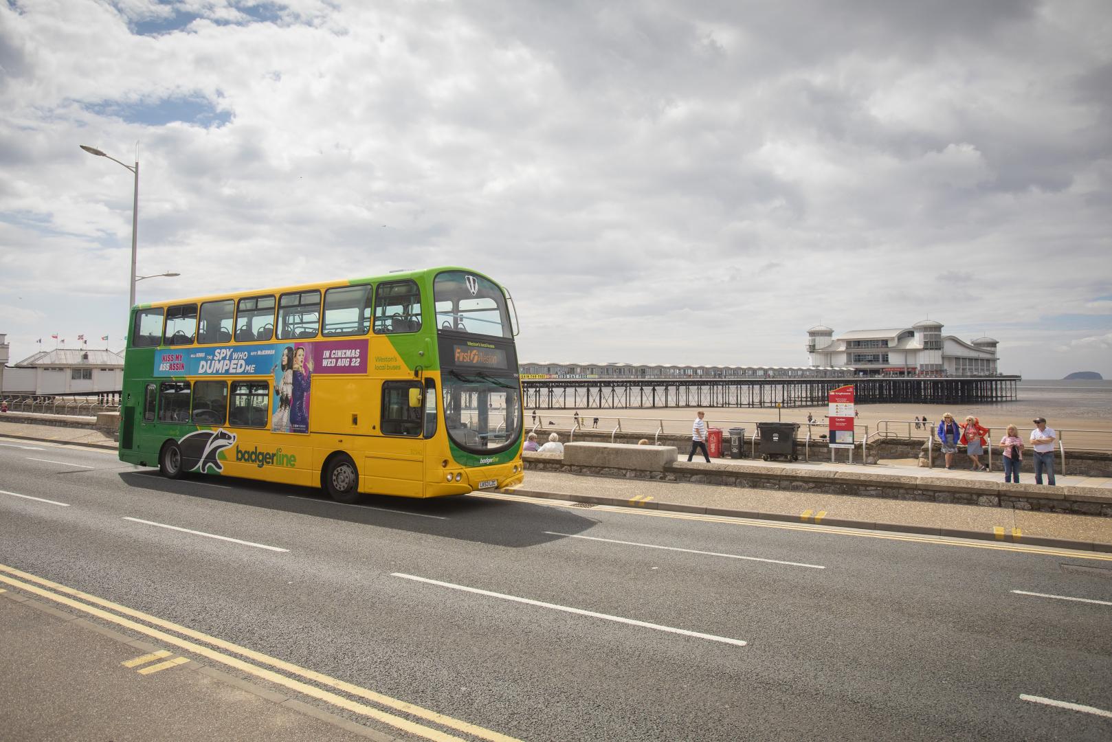 Bus travelling through North Somerset