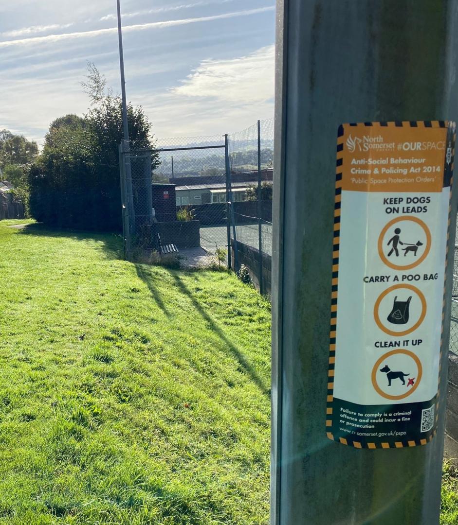 A sign on a lamp post to show Public Space Protection Orders in place.