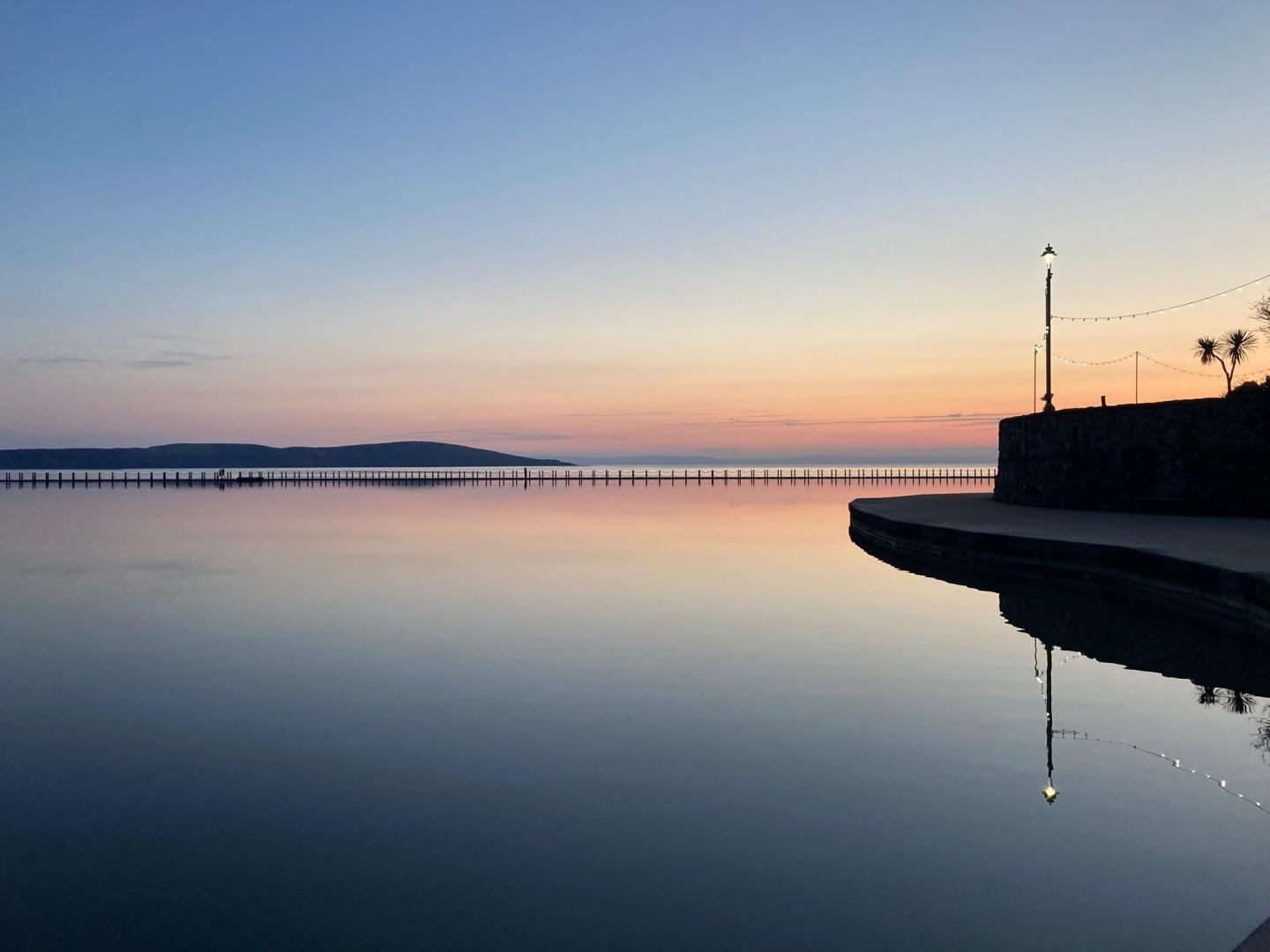 A photo of Marine Lake taken at sunset on a summer's evening