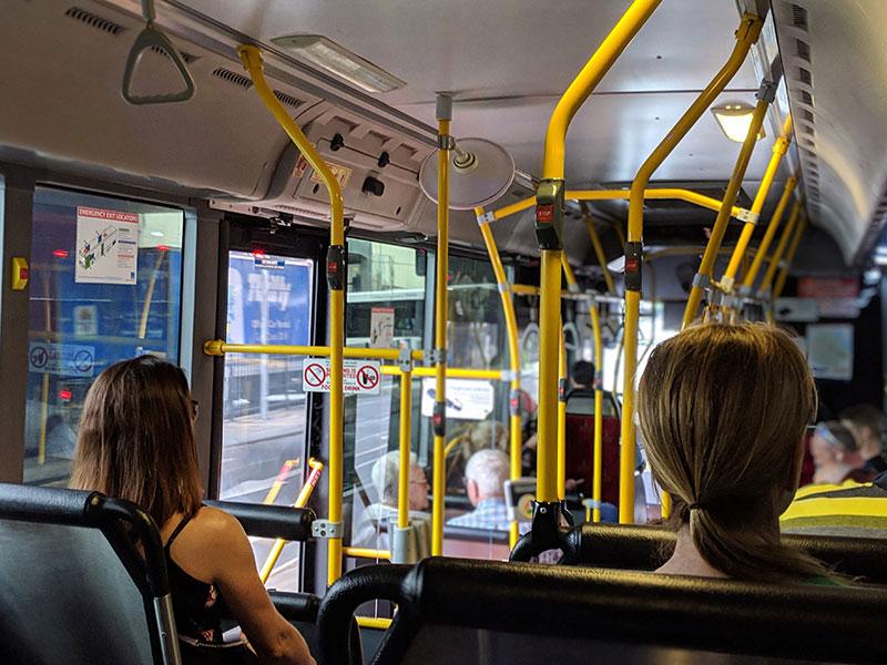 inside of a bus