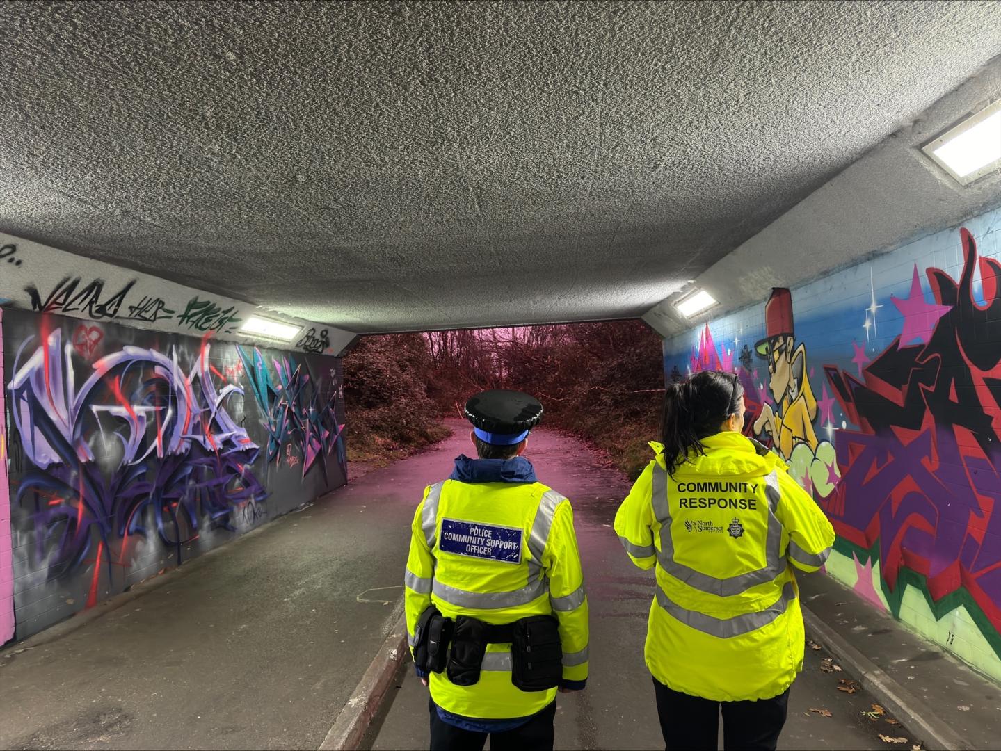 PCSO & Community Response Officers Patrolling Underpass