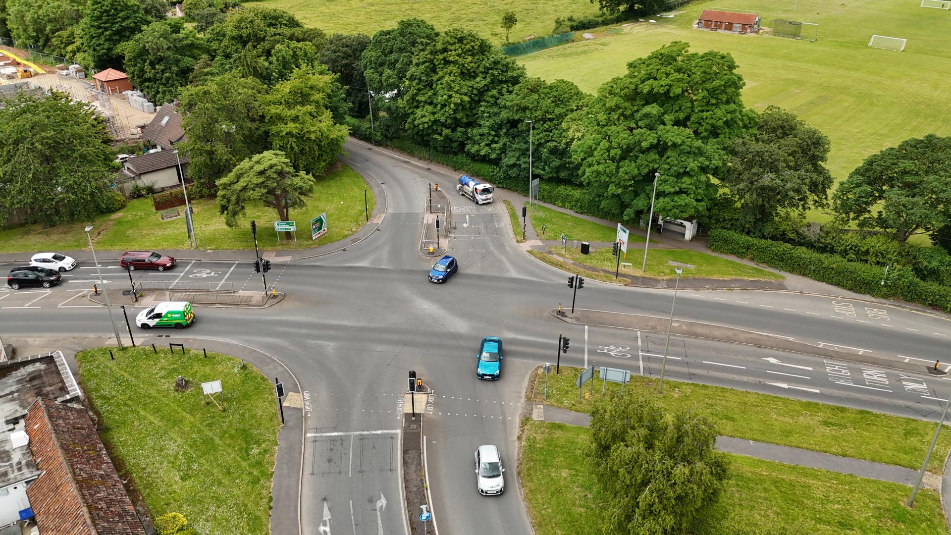 An aerial view of the Churchill crossroads