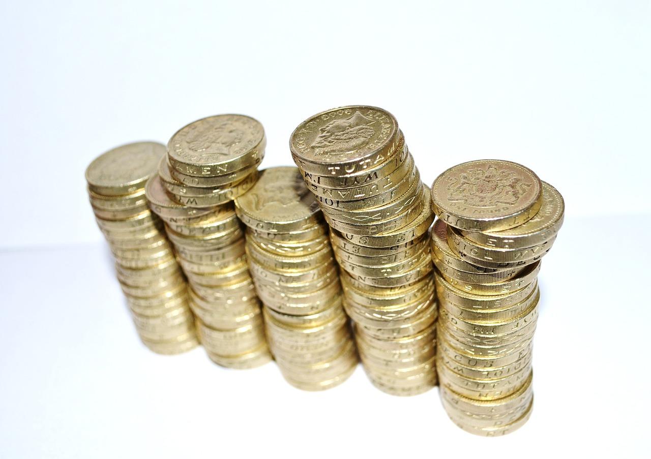 Columns of pound coins