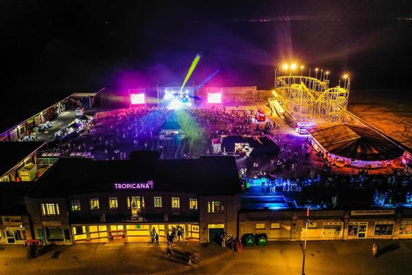 The Tropicana from above at night